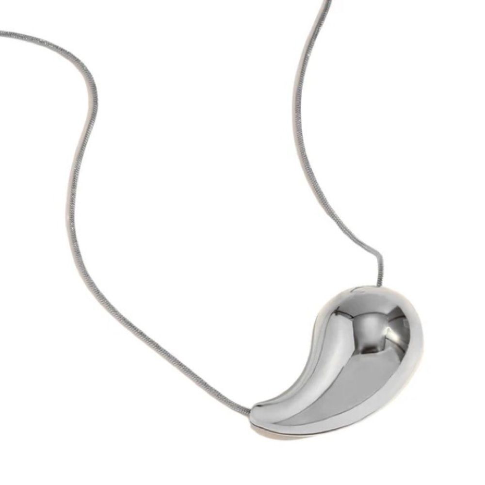 Silver Teardrop Pendant Necklace - Picture 3 of 13